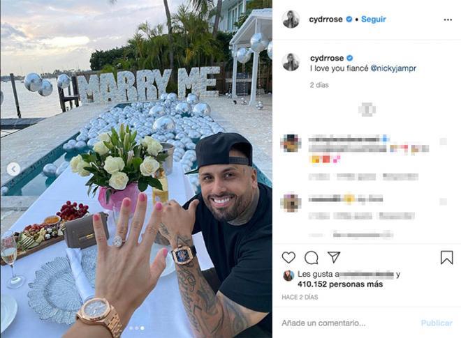 La romántica pedida de mano del cantante Nicky Jam a la modelo Cydney Moreau