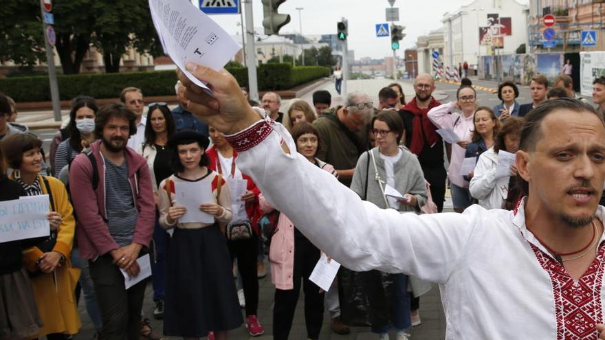 Protestas opositoras en Minsk.