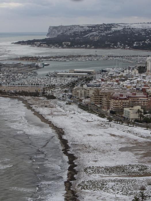 La nevada sobre La Marina, a vista de pájaro