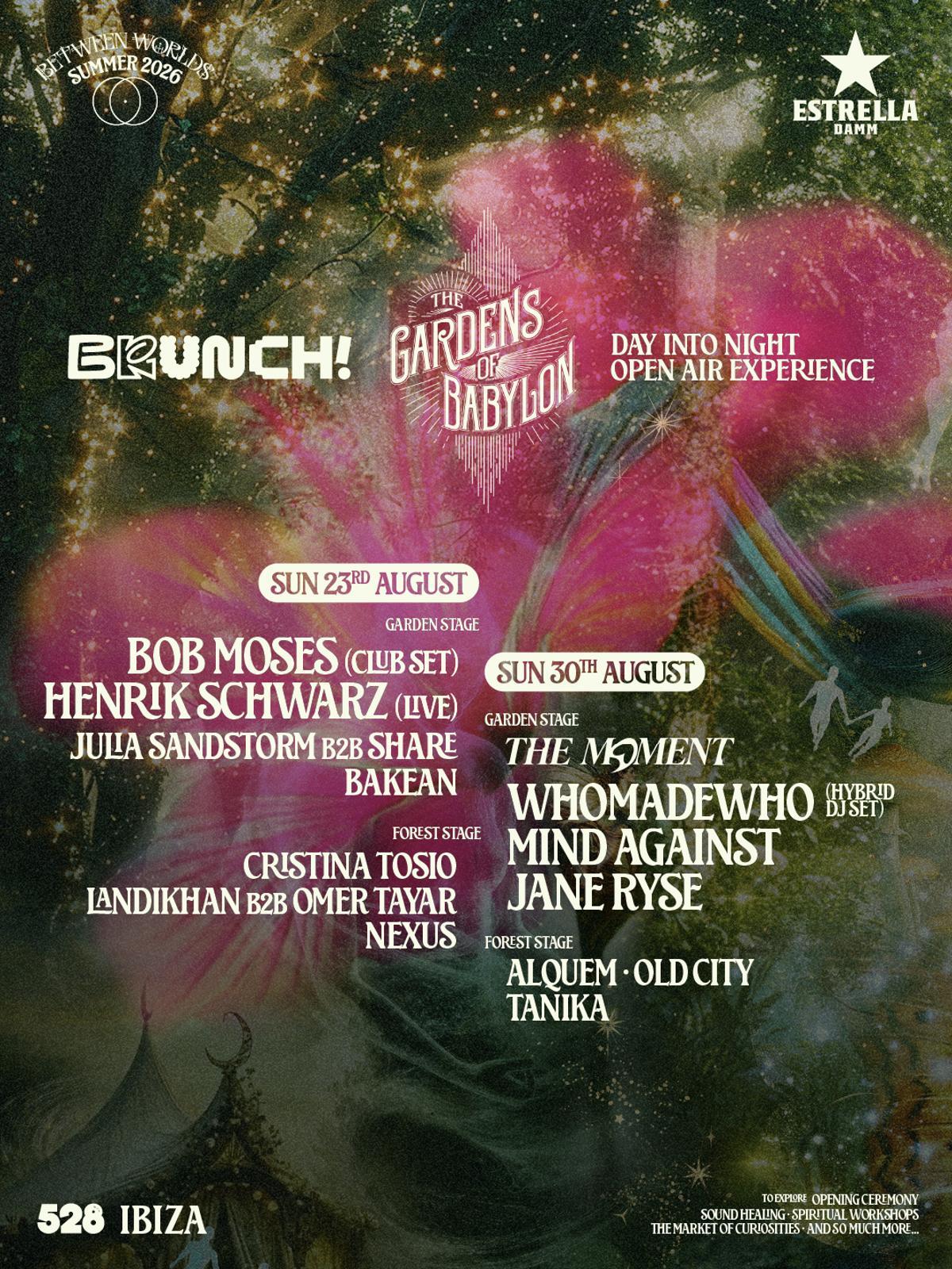 Cartel con las próximas fechas de The Gardens of Babylon
