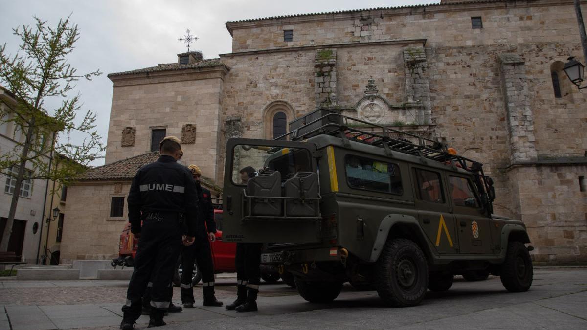 El Ejército realiza labores de desinfección en Zamora.
