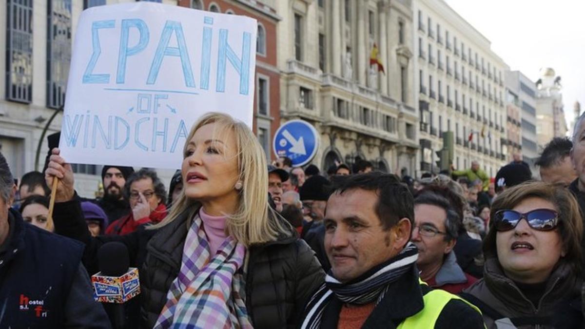 Carmen Lomana, en una manifestación de Podemos, en enero de este año en Madrid.