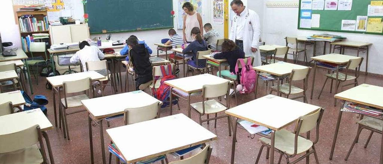 En esta aula del CEIP O Couto solo participaron siete alumnos. // Iñaki Osorio