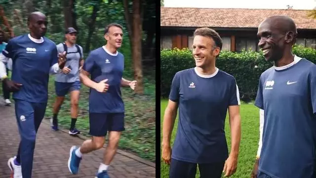 Macron corre por las calles de Nairobi con el legendario atleta keniano Eliud Kipchoge