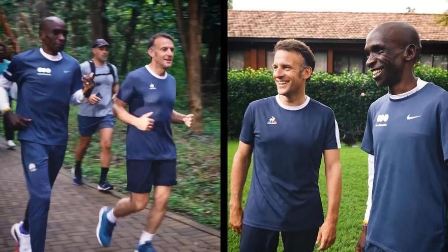 Macron corre por las calles de Nairobi con el legendario atleta keniano Eliud Kipchoge