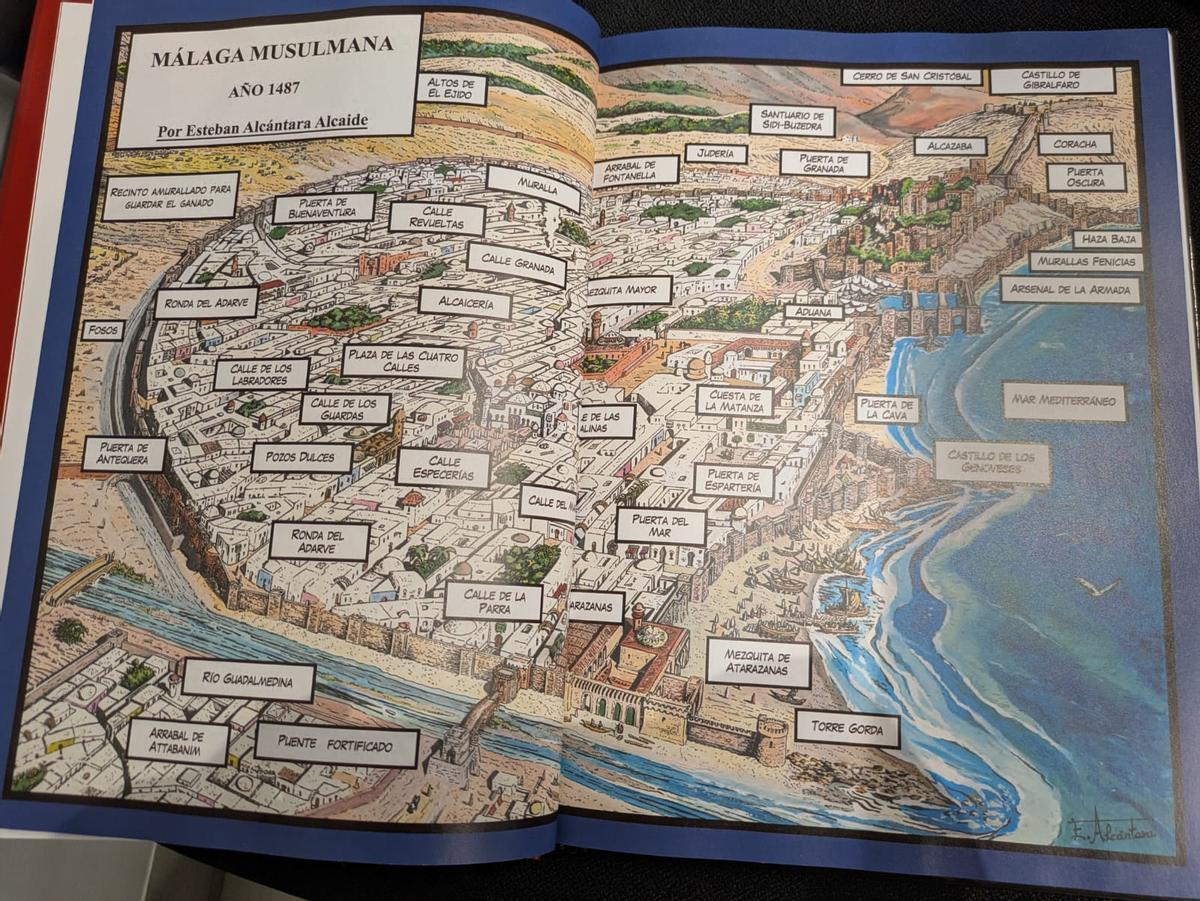 Málaga musulmana dibujada por Esteban Alcántara en '1487: La conquista de Málaga'.