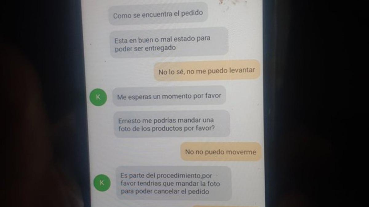 Conversación de una app con su repartidor