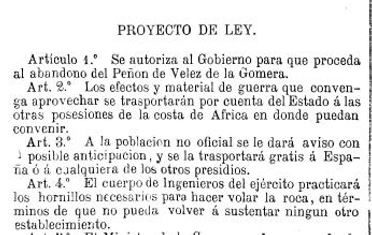 Proyecto de ley para "volar" el peñón de Vélez de la Gomeraq