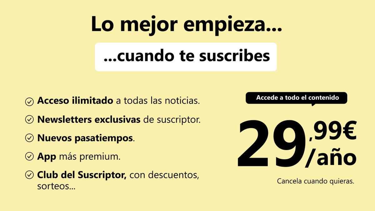 Promoción especial de suscripción con acceso ilimitado, ventajas exclusivas y tarifa anual reducida a 29,99 €.