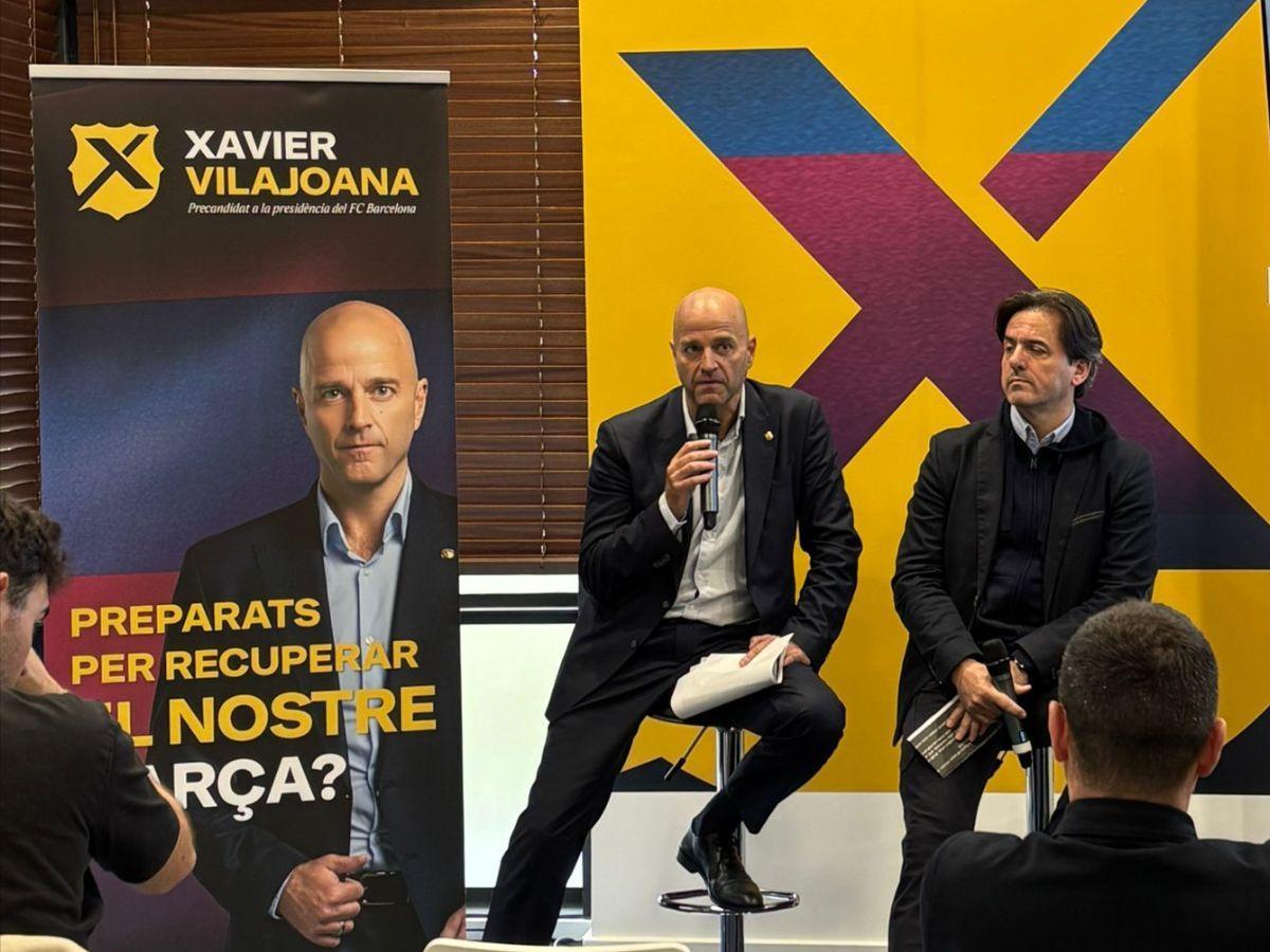 Xavier Vilajoana, acompañado de Carlos López de la Vieja, miembro del equipo directivo de su precandidatura.