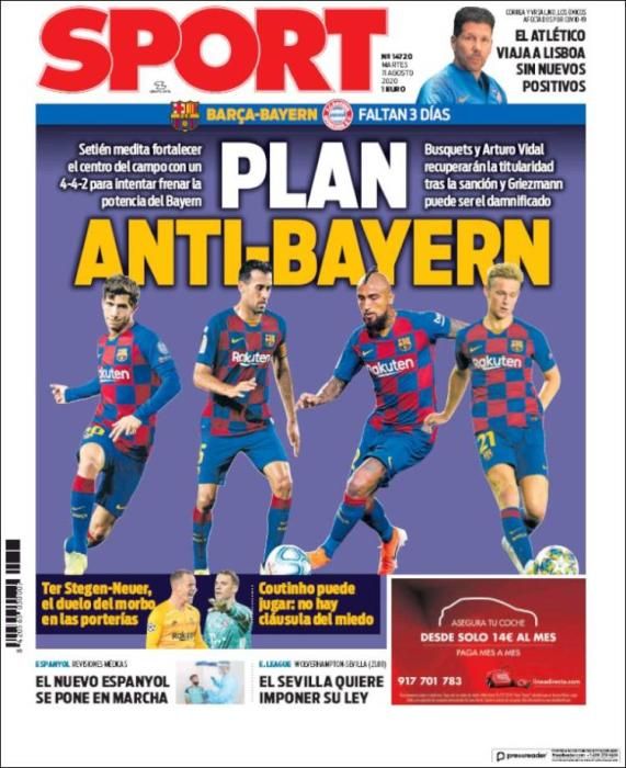 Portada SPORT martes 11 agosto 2020