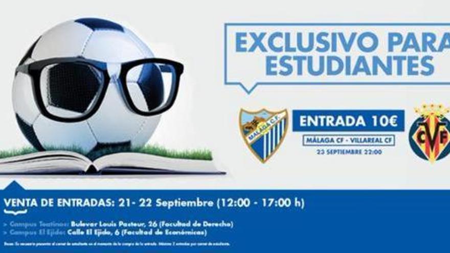 Entradas a 10 euros para los estudiantes contra el Villarreal