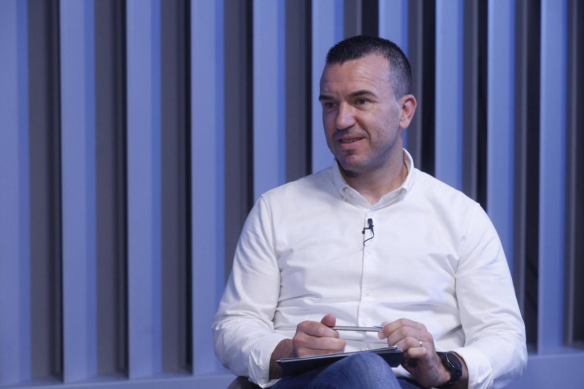 El presidente de la Diputación de Valencia, Vicent Mompó, durante la entrevista enmarcada en el ciclo «El agua primero. Voces».