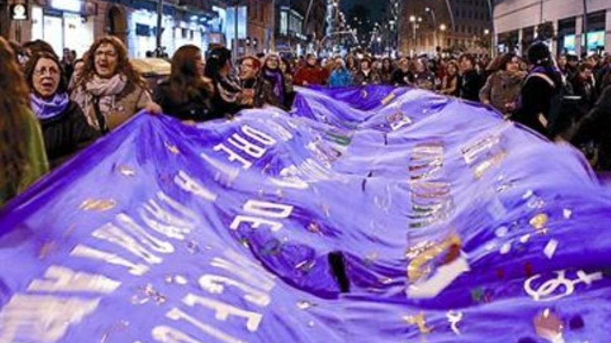 La manifestación del Día de la Mujer Trabajadora, el pasado mes de marzo, en Barcelona.