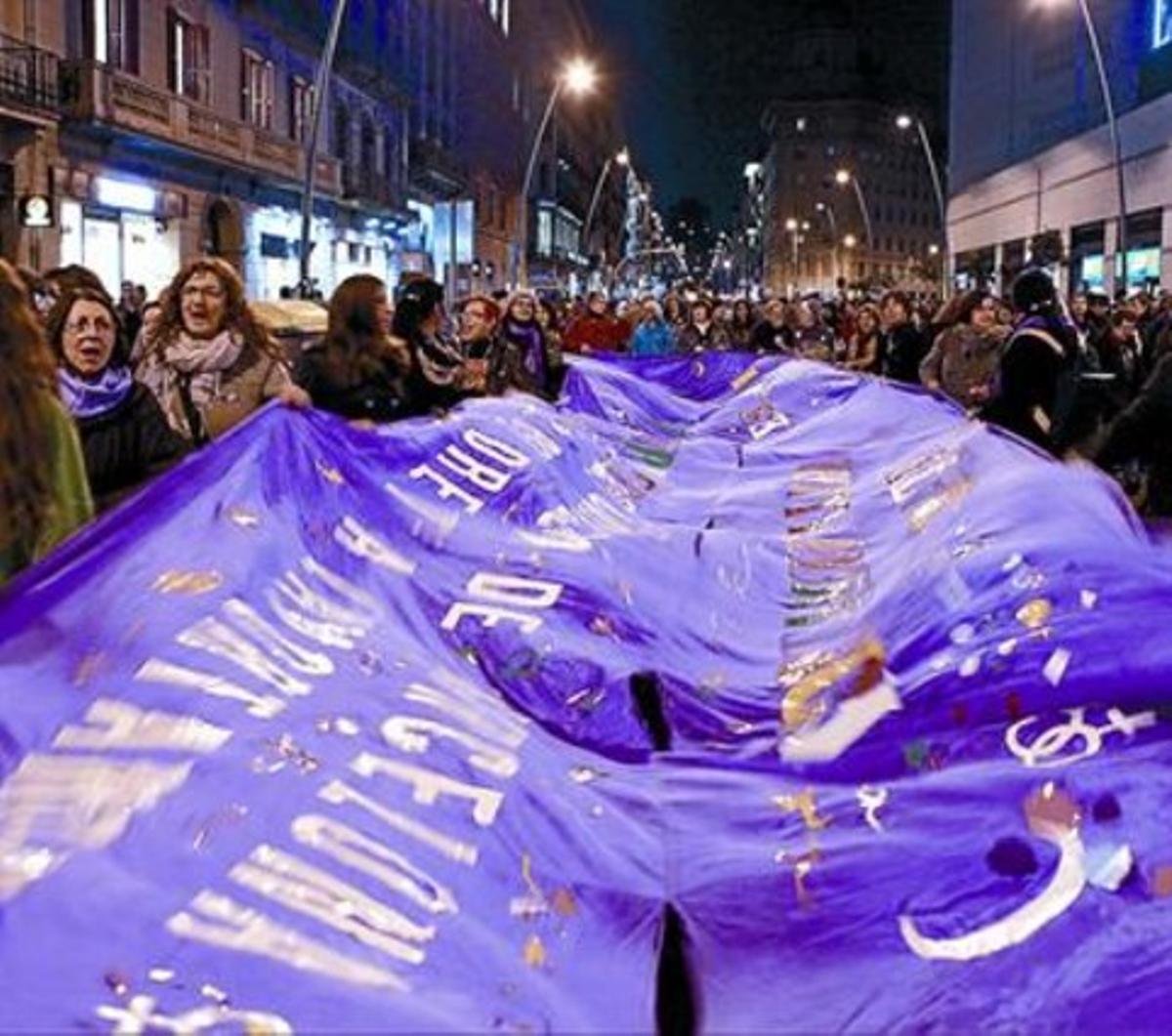La manifestació del Dia de la Dona Treballadora, el mes de març passat, a Barcelona.