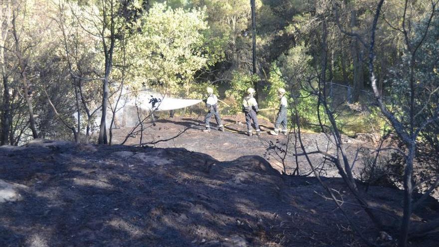 Bombers treballant a l&#039;incendi de Puig-reig.