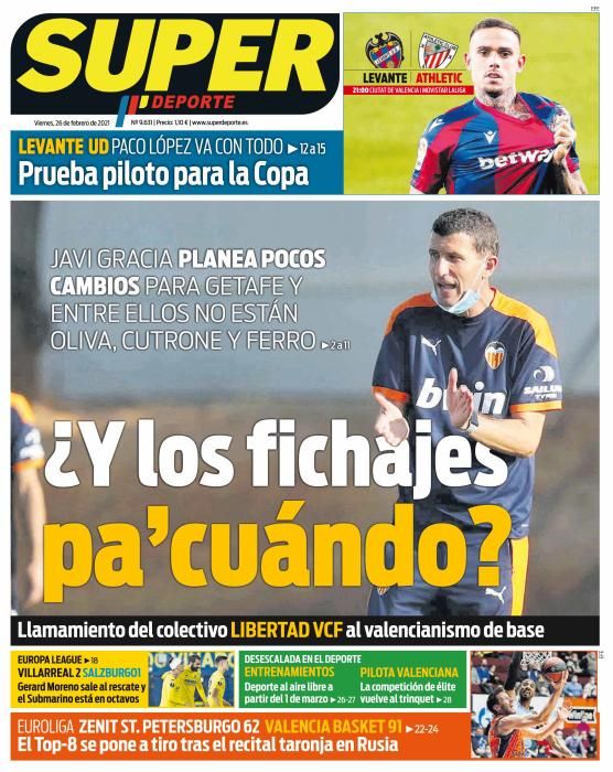 Portada SUPERDEPORTE viernes 26 febrero 2021