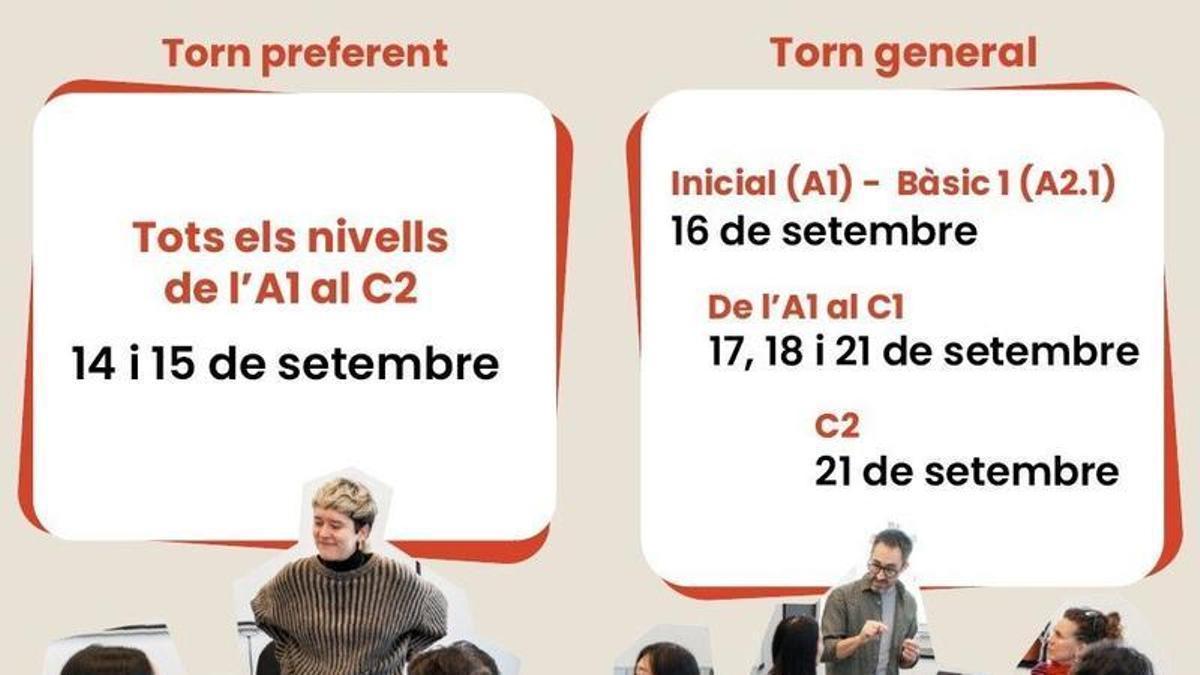 El CPNL abre inscripciones a los cursos de catalán del próximo año del 14 al 21 de septiembre . El Consorci per a la Normalització Lingüística (CPNL) abrirá la oferta de los cursos de catalán para el próximo año escolar del 14 al 21 de septiembre, según ha informado la Generalitat de Catalunya en un comunicado este miércoles. POLITICA ESPAÑA EUROPA CATALUÑA SOCIEDAD GENERALITAT DE CATALUNYA