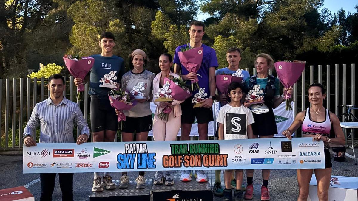 Podoi con los ganadores de la prueba de 18 km en la Trail Running Palma Sky Line