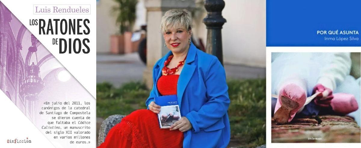 "Los ratones de Dios", de Luis Rendueles, e Inma López Silva al lado de la portada de "Por qué Asunta"