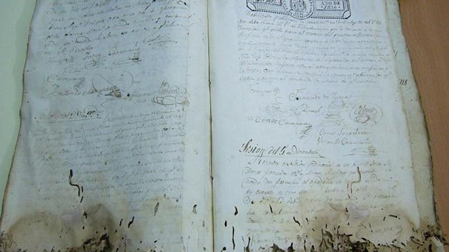 Documentos de 1836 roídos por los ratones. / la opinión