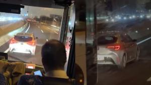 Un conductor intenta provocar un accidente a un autobús cerca de Barcelona.