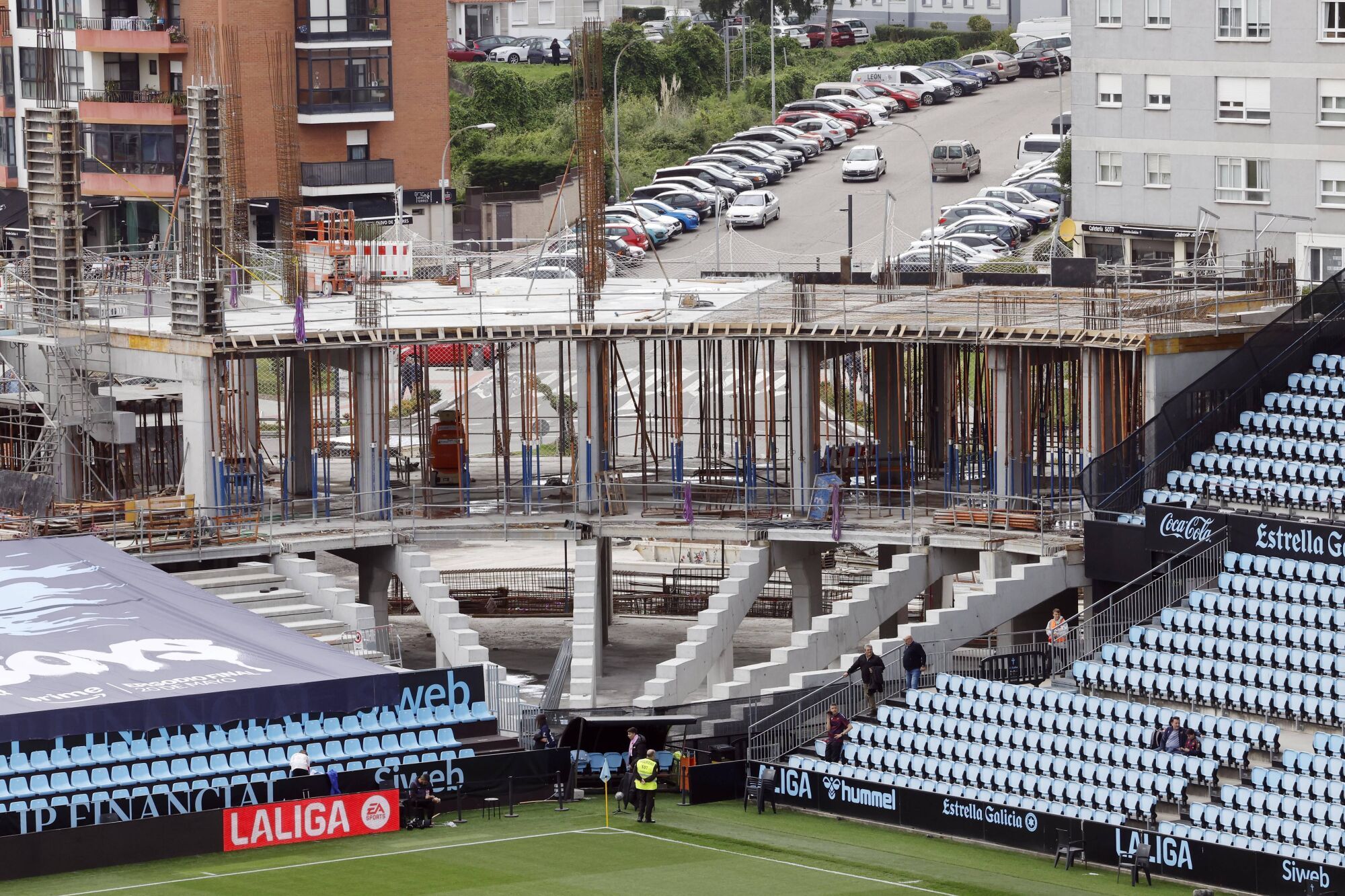Estado de las obras de la grada de Gol, en el estadio de Balaídos.