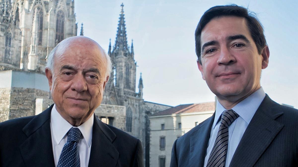 Francisco González, presidente del BBVA, y Carlos Torres, consejero delegado de la entidad.