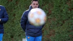 Xavi, en el entrenamiento posterior a la derrota contra el Betis en la ciudad deportiva del Barça.