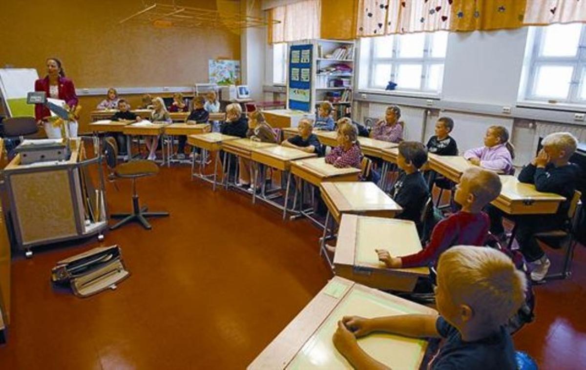 Alumnes de tercer curs de primària en una escola de Vaasa, a la costa oest finlandesa.