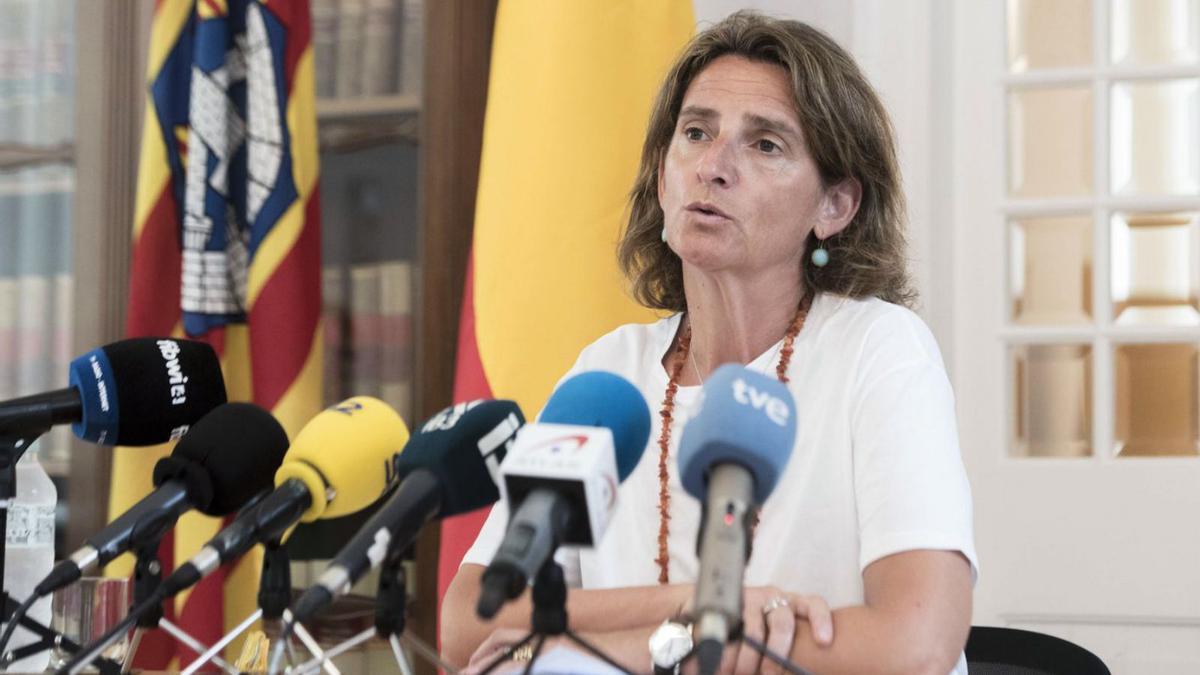 La ministra Teresa Ribera atenent els mitjans | EFE