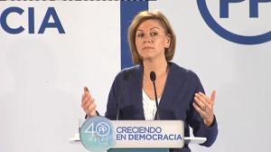 Cospedal critica l’acord entre Cs i Podem per reformar la llei electoral.