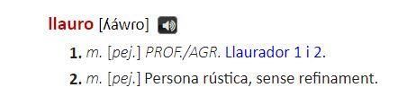 Definición de "llauro" según la AVL