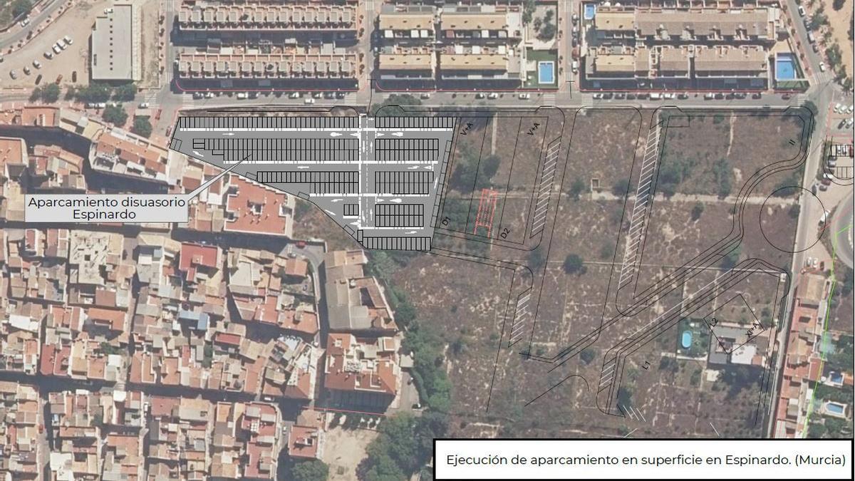 Plano del proyecto para la ejecución del aparcamiento disuasorio en Espinardo