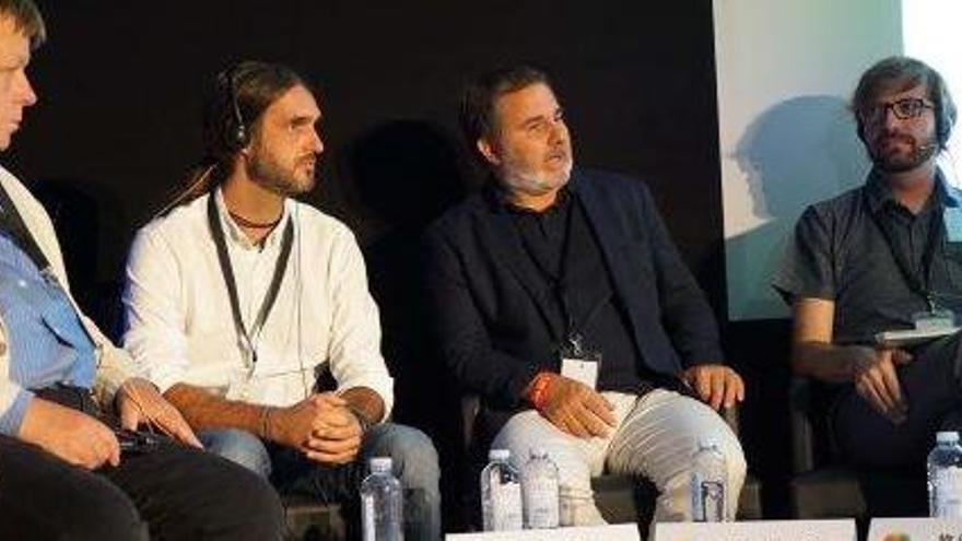 Jim Peters, García, Flamini y Amatller durante la charla.