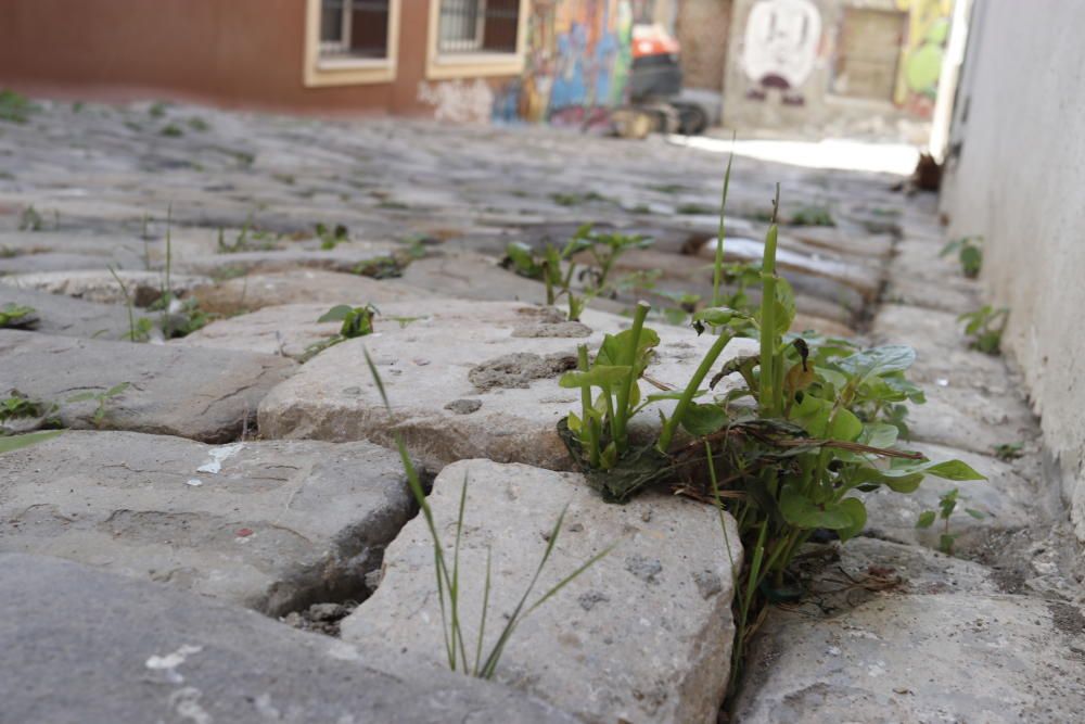 El empedrado de la calle Pinillos ha sido levantado esta semana.