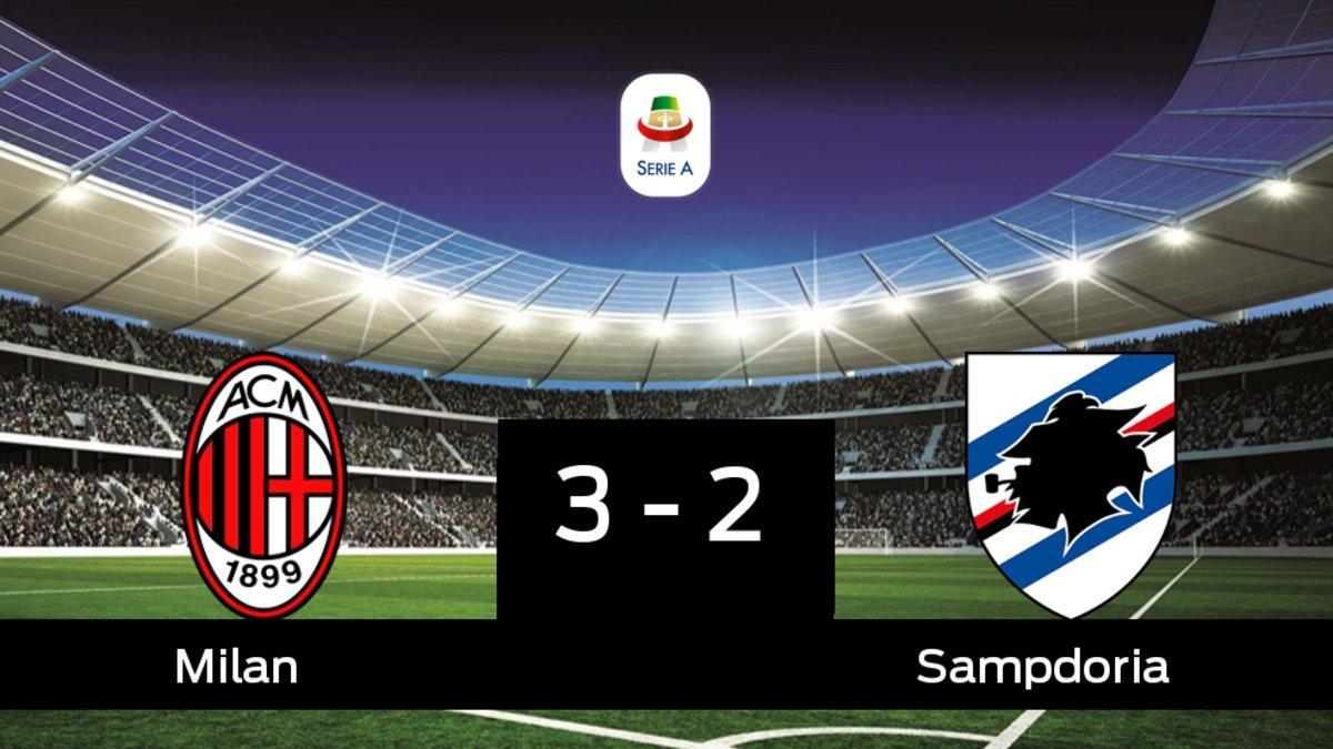 Victoria 3-2 del Milan frente a la Sampdoria