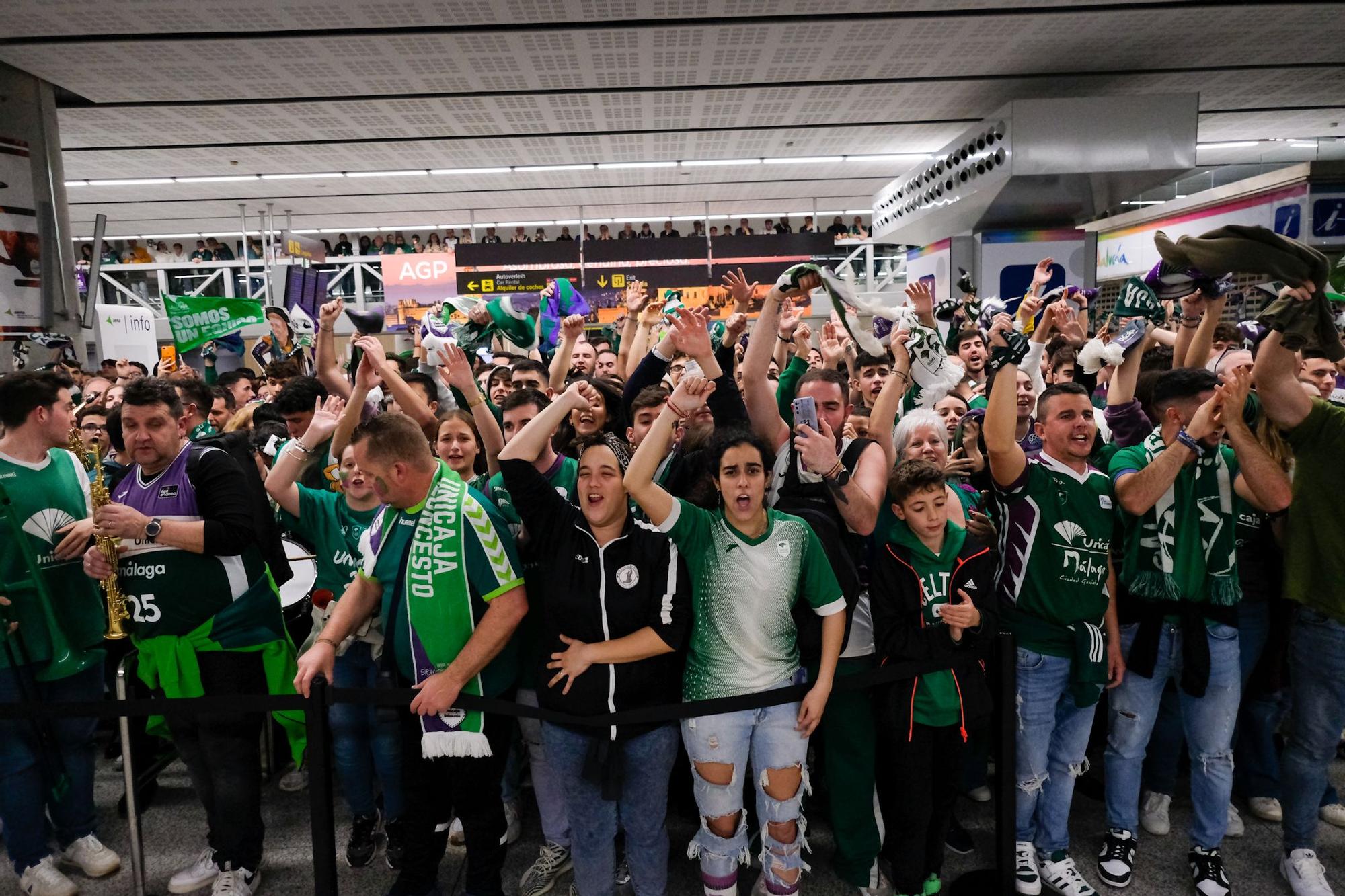 La llegada del Unicaja al aeropuerto de Málaga tras ganar la Copa del Rey