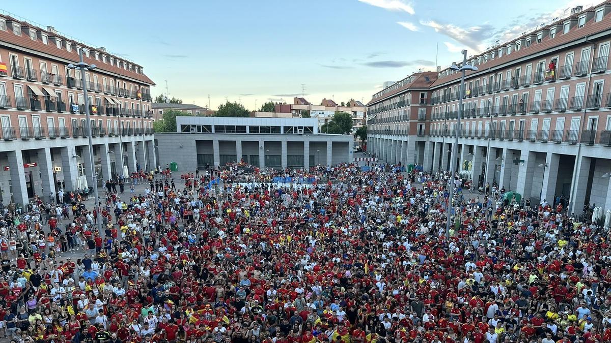 La plaza Mayor de Leganés, uno de los puntos habilitados para ver en directo el España-Francia del Mundial 2026.