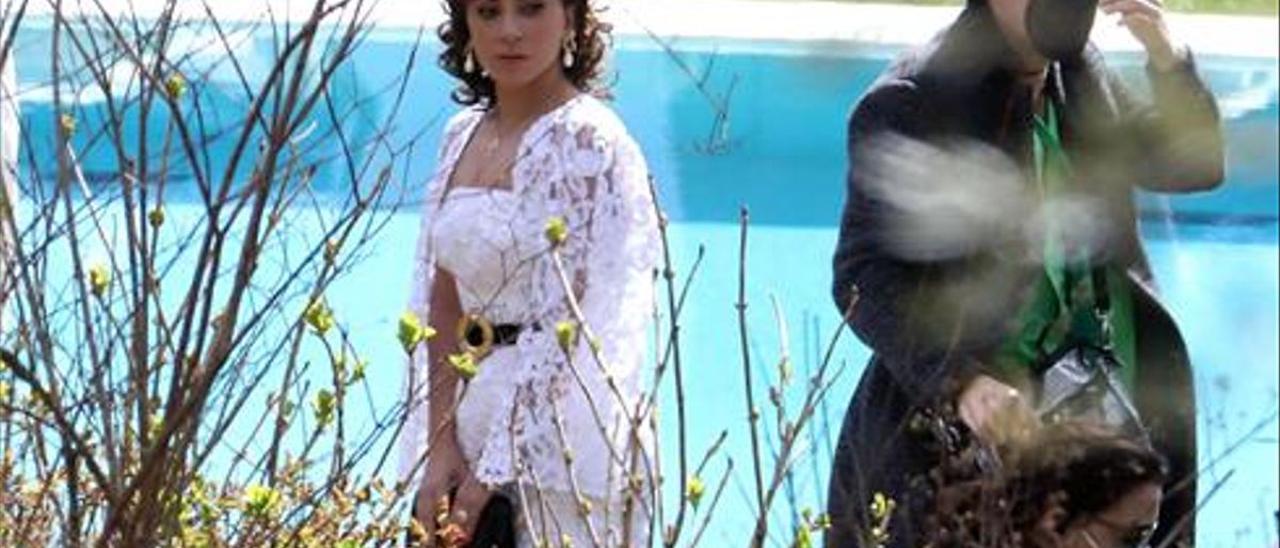 Lady Gaga y Adam Driver rodando la película ’House of Gucci en villa Balbiano en el lago Como, Italia.
