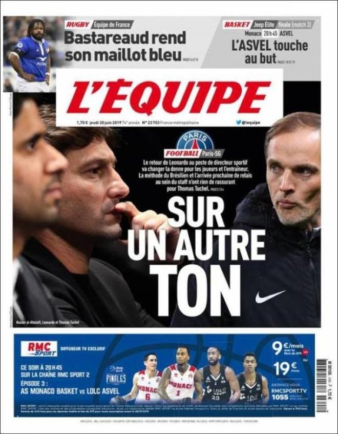 Portada LÉquipe 20 de junio de 2019