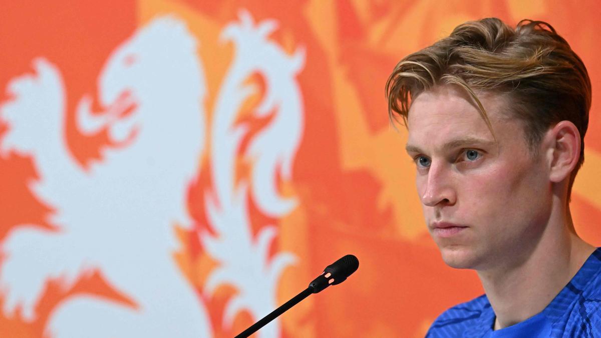 Frenkie de Jong, en una comparecencia ante la prensa de la selección neerlandesa.