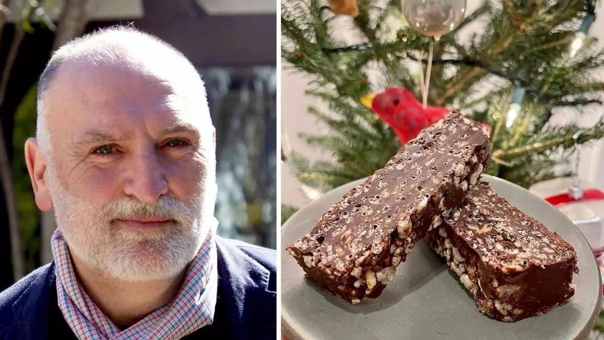 El chef José Andrés y su turrón de chocolate casero.