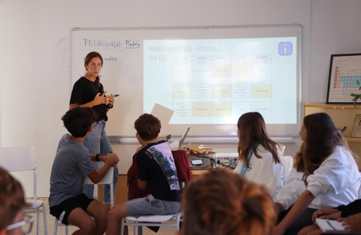 Una de les professores explica als alumnes que els propers dies faran un projecte al voltant de la pedregada