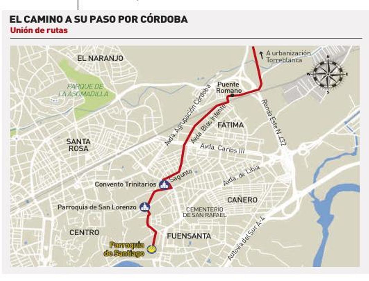 El camino mozárabe a su paso por Córdoba.
