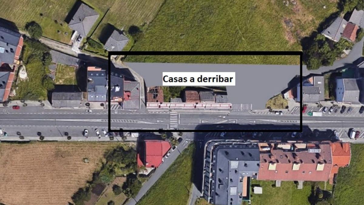 Edificaciones que serán derribadas en la travesía de Pastoriza.   | // LA OPINIÓN