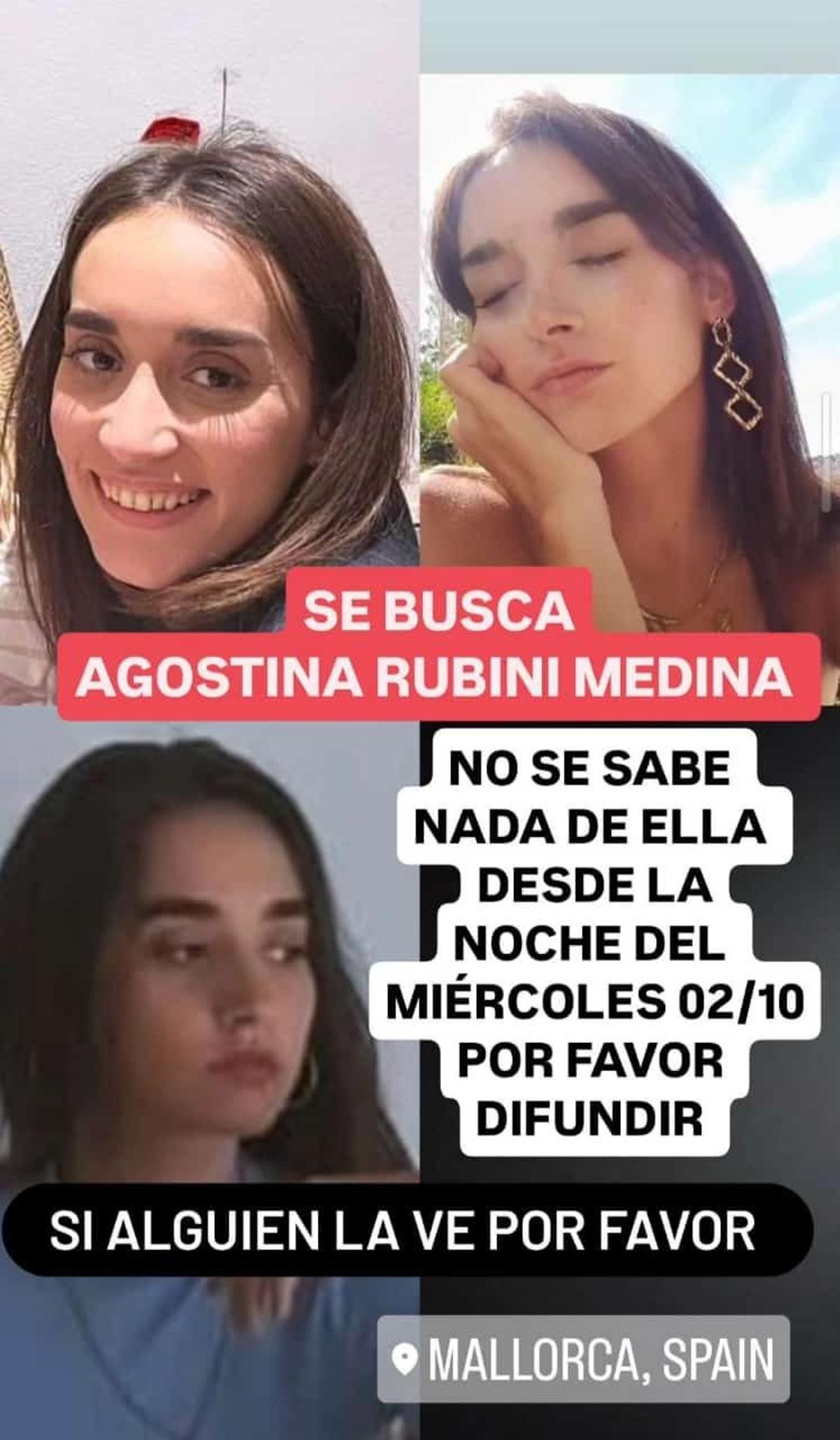 Agostina Rubini, la joven desaparecida.