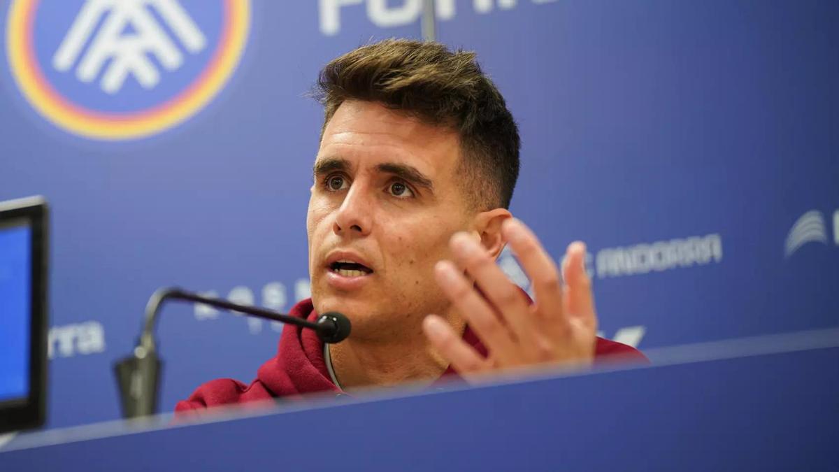 Carles Manso en una rueda de prensa en el FC Andorra