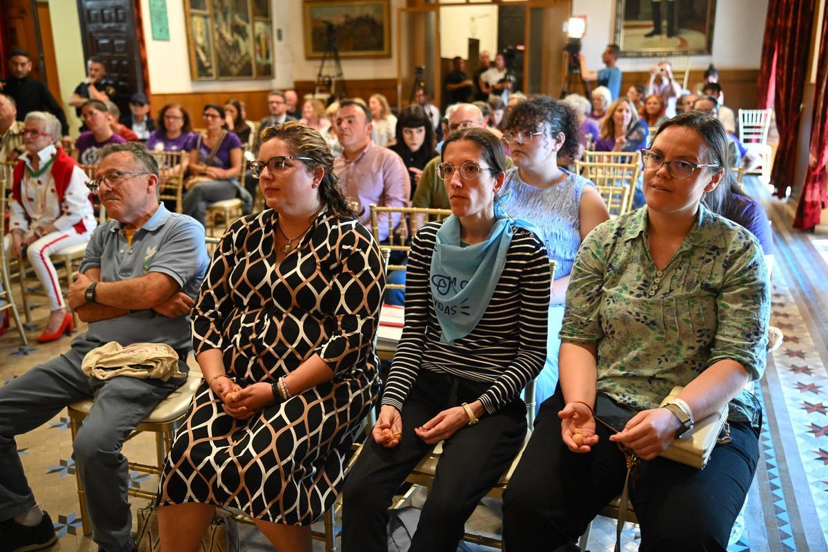 Algunos representantes de colectivos provida en el pleno de este martes.