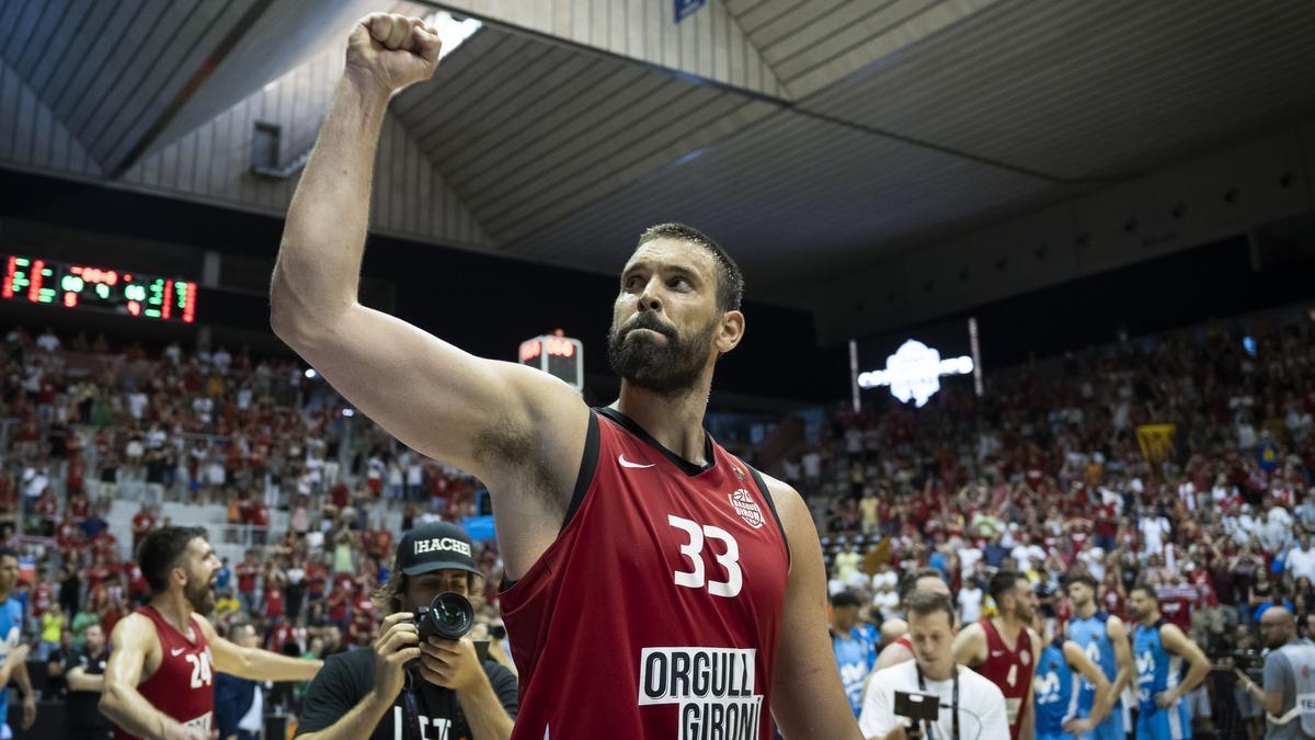 Marc Gasol celebra el ascenso del Girona